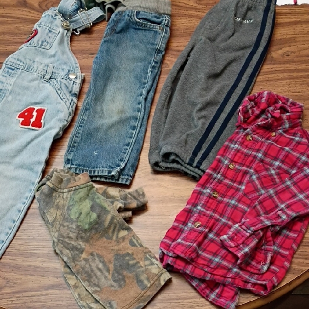 Red Plaid Button-Up Shirt and Denim Overalls